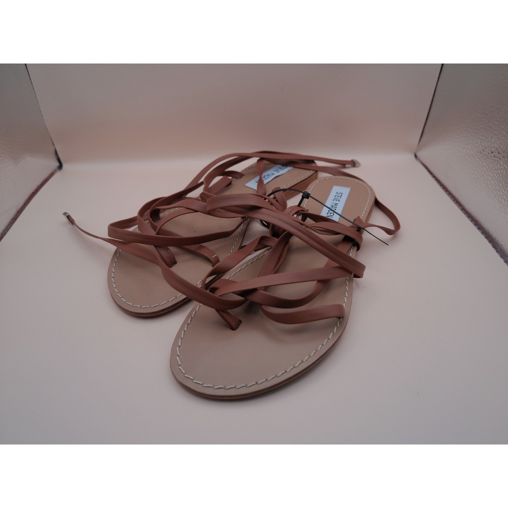 Steve Madden Keyes Tan Leather Gladiator Sandals Lace Up Made in Italy 8.5